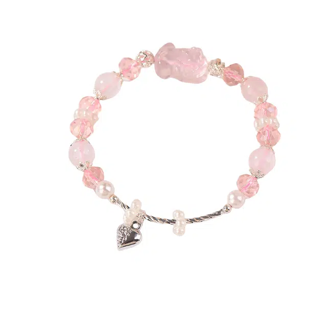 石在行 招财进宝粉 貔貅 国潮文玩 复古大气设计感 好事连连盘玩 礼盒 送礼 小众新中式福瑞平安好运 水晶 手串 女款