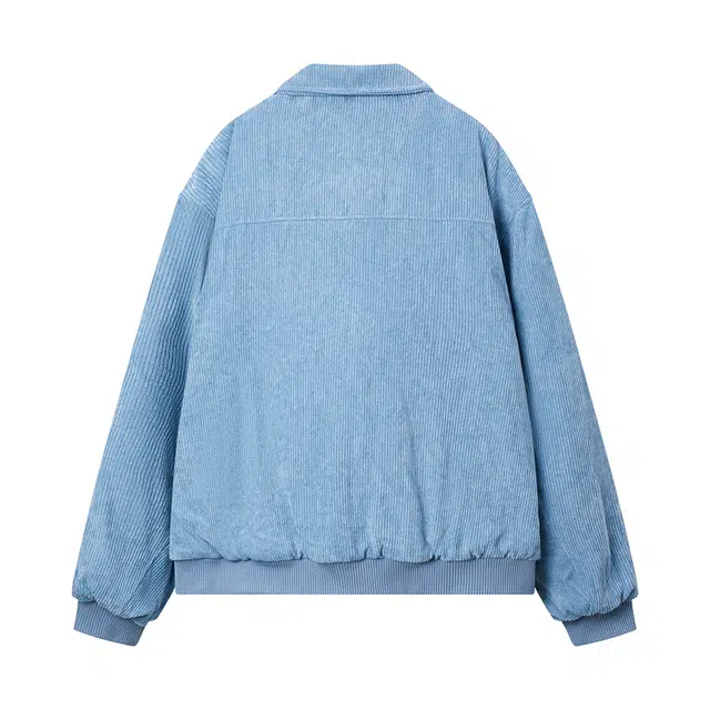 江南先生 美式复古刺绣灯芯绒刺绣翻领加厚保暖外套棉服 男女同款