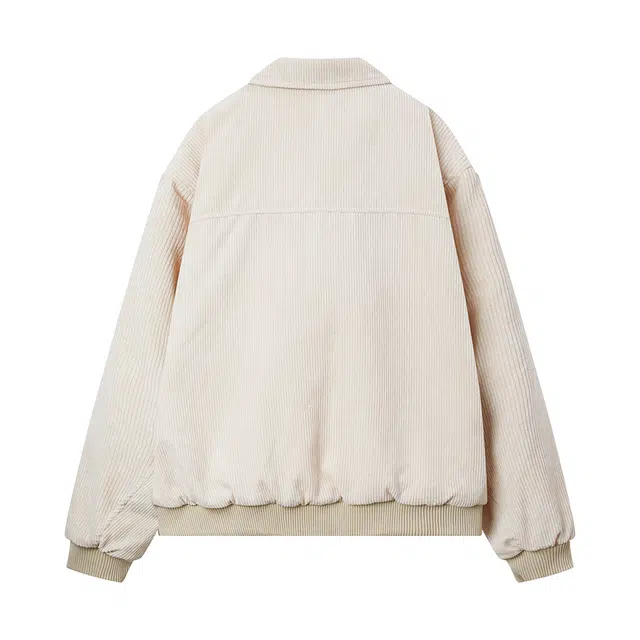 江南先生 美式复古刺绣灯芯绒刺绣翻领加厚保暖外套棉服 男女同款