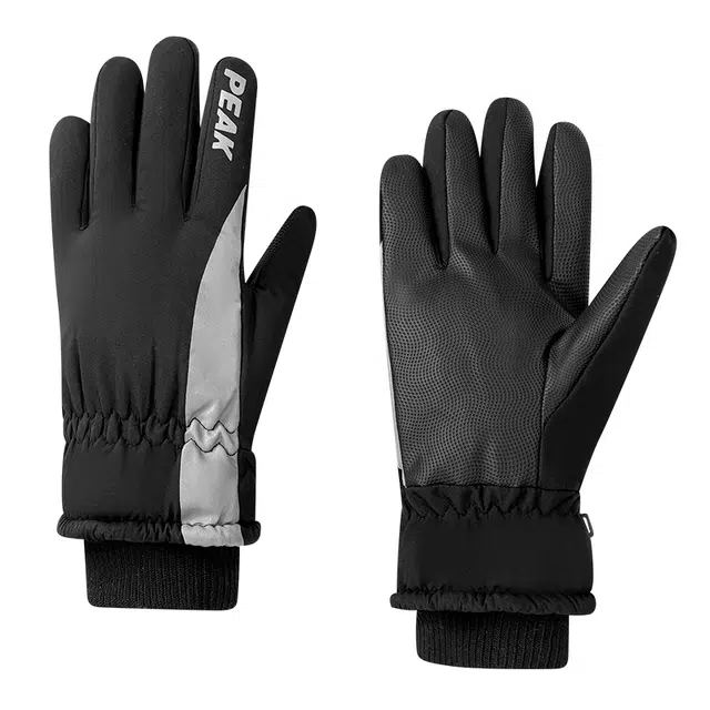 匹克 冬季保暖户外跑步骑行滑雪加绒加厚防寒防泼水可触屏 聚酯纤维 运动手套 男女同款情侣款