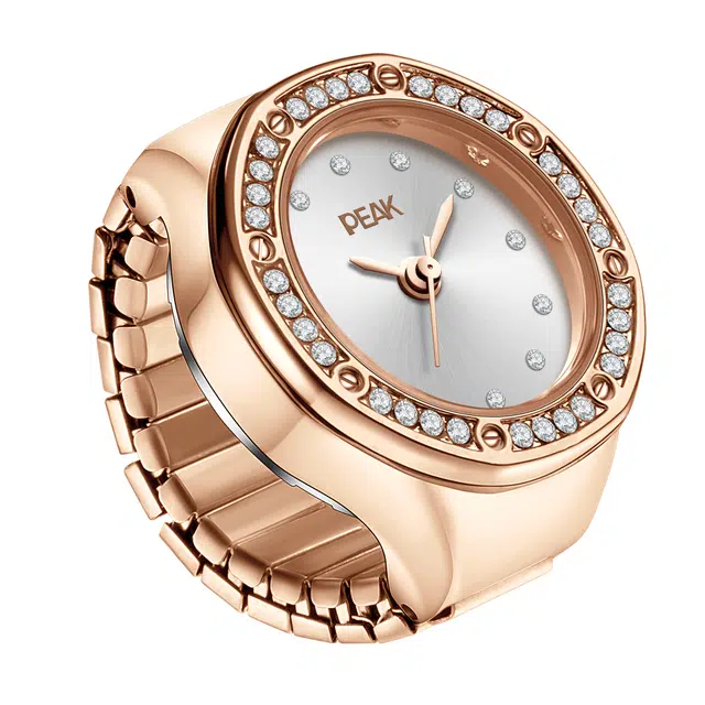 匹克长情系列戒指手表 迷你版小香风轻奢感可调节小众带钻指环 石英机芯 精钢表带 国表 男女同款 白色表盘 可看时间防水防摔