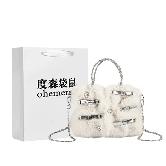 度森袋鼠 小众休闲简约日常通勤时尚百搭 毛绒 手提单肩斜挎包 女款 多色