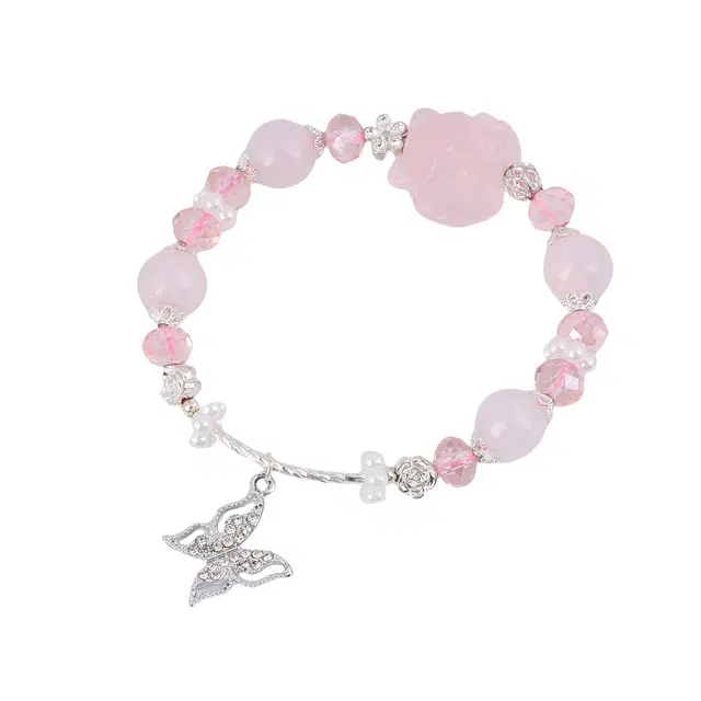 石在行 招财进宝粉晶九尾狐 国潮文玩 复古大气设计感 好事连连盘玩 礼盒 送礼 小众新中式福瑞平安好运 水晶 手串 女款