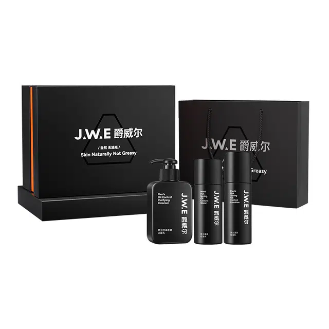爵威尔 男士温泉水乳洁面玩酷护肤礼盒 控油除螨清洁补水水润清爽保湿油肌专研 温泉水乳+除螨洗面奶+香水/素颜霜/面霜