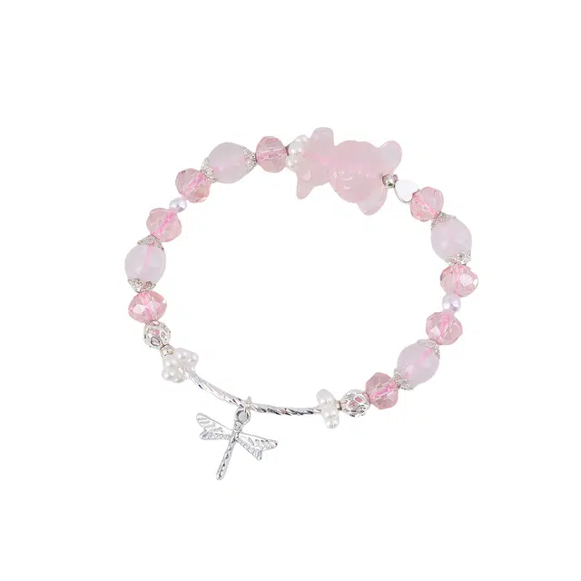 石在行 招财进宝粉晶 国潮 复古大气设计感 好事连连盘玩 礼盒 小众新中式福瑞平安好运 水晶 手串 女款