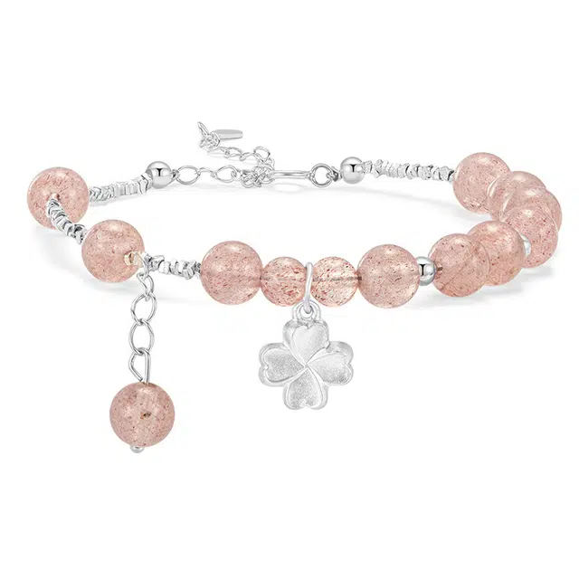 北京黄金 梦幻 幸运四叶草 精致轻奢高级感 简约通勤百搭 水晶 手串 男女同款情侣款