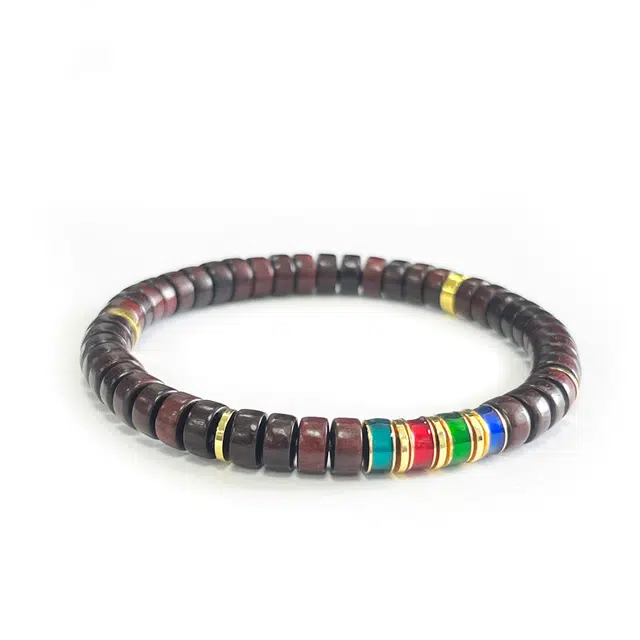 琉堇 许我无忧财源滚滚药片珠手饰 过手留香原木老料打磨文玩佛珠 万事如意送礼串珠 礼盒装#好运 紫檀属 木作手串 男女同款情侣款