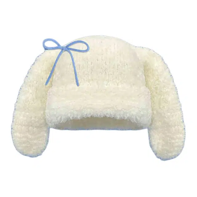 木林森 日系甜美可爱兔子耳朵保暖加厚护耳显脸小休闲简约 毛绒 绒线帽 男女同款情侣款