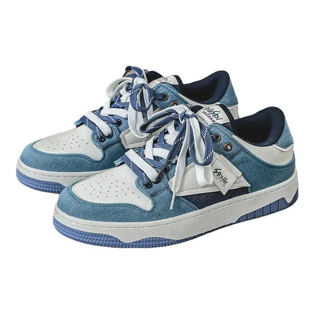 年走索 国潮百搭舒适时尚 防滑耐磨 低帮 板鞋 男款 牛仔蓝