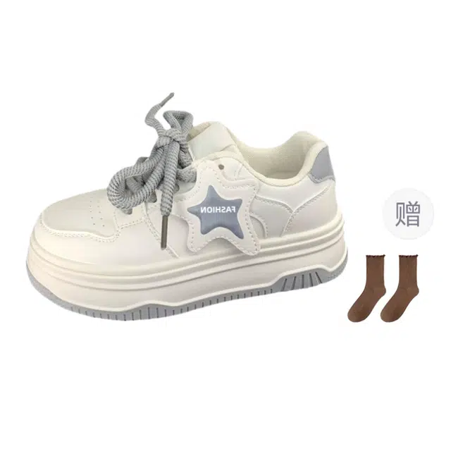 小鹿米利 厚底星星小白鞋学院风小众百搭运动休闲 防滑耐磨 低帮 板鞋 女款