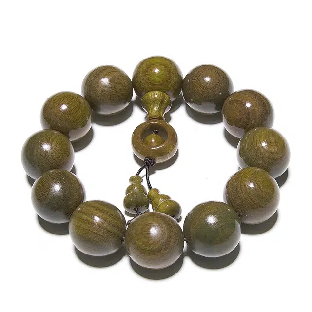 鶄鲤 佛珠手饰 文玩念珠运转葫芦盘玩首饰 绿檀 手串 男女同款情侣款