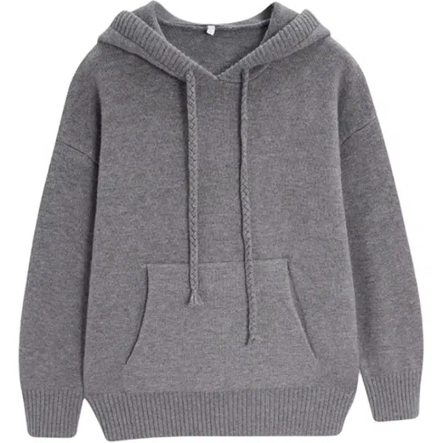 爱依服 连帽纯色简约卫衣 女款 灰