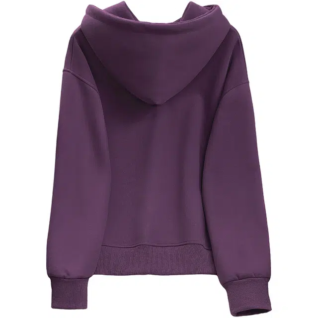 丝柏舍 连帽加绒字母印花宽松休闲落肩长袖卫衣 女款 紫色