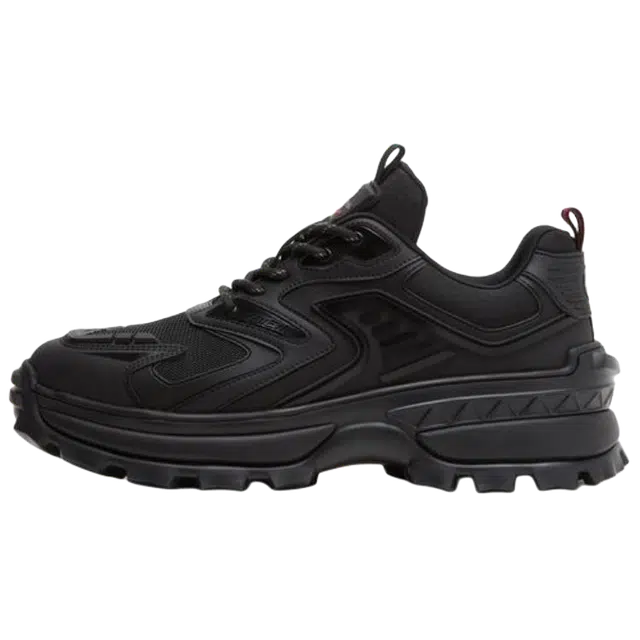 比音勒芬 合成革 系带圆头 低帮 生活休闲鞋 男款 黑色