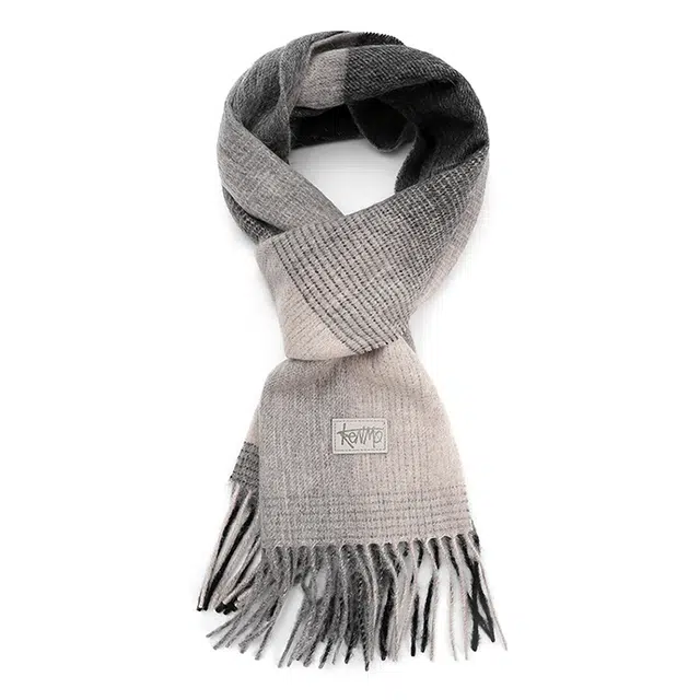 肯默 渐变拼色流苏 街头时尚 小标保暖锁温 羊毛 绒线围巾 男女同款情侣款