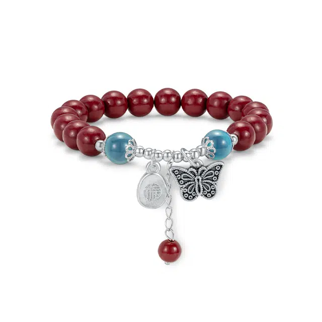 北京黄金 蝴蝶 新中式民族风设计 简约日常百搭 精致轻奢高级感 朱砂 手串 男女同款情侣款