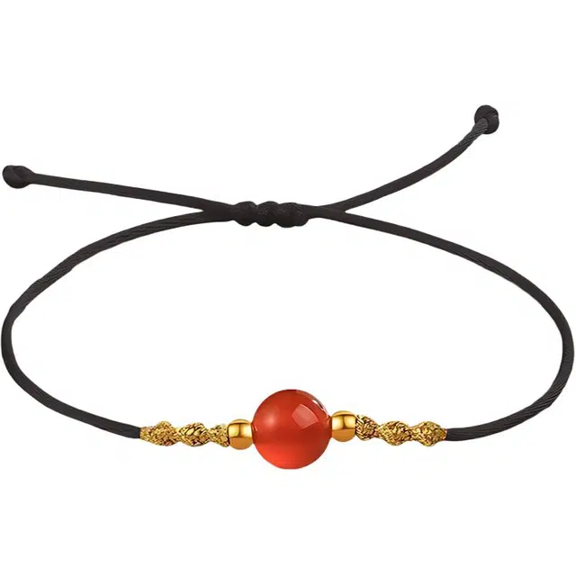 饰伴 红豆凝情 新中式潮流风文艺转运平安喜乐福气满满 小众设计简约高级气质 琉璃 玉石手链 男女同款情侣款