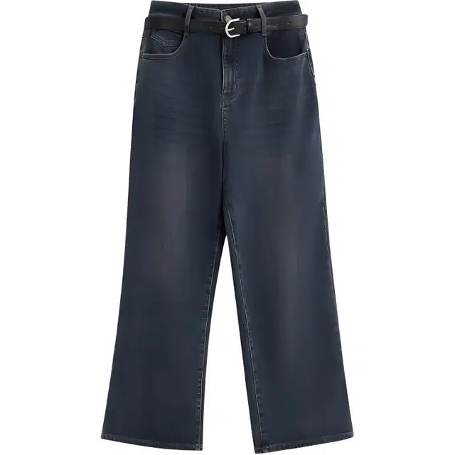 爱依服 宽松简约阔腿牛仔裤 女款 深蓝