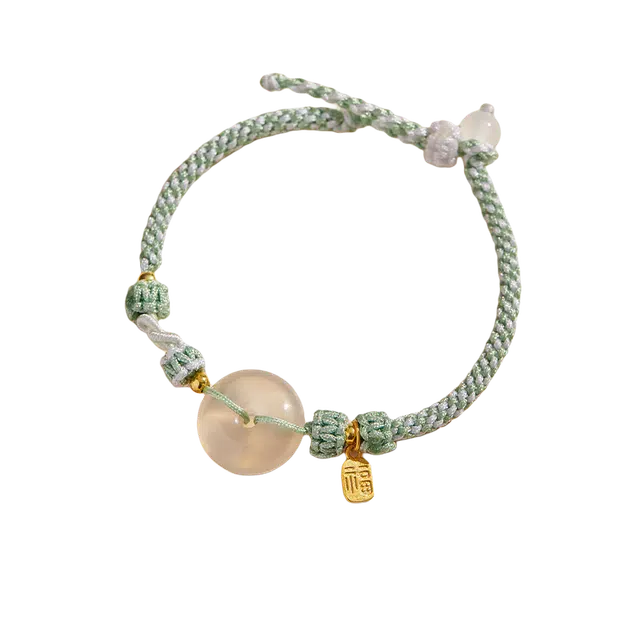 周纪福 好运平安扣手绳 新中式复古民族风轻奢高级感 玛瑙 手链 男女同款情侣款