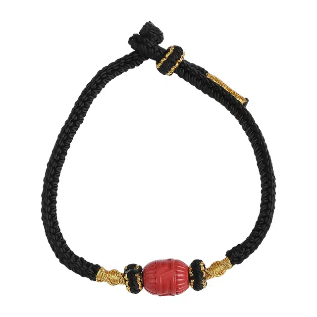 布达拉宫 祥韵莲环珠前途似锦貔貅雕件可调节 运珠本命年未来可期 朱砂 手链 男女同款情侣款