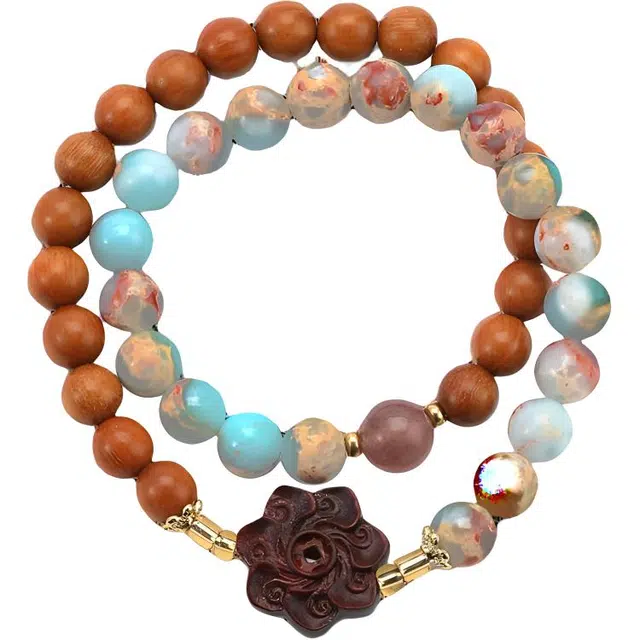 周帝王 许愿花叠戴 檀木 手串 男女同款情侣款