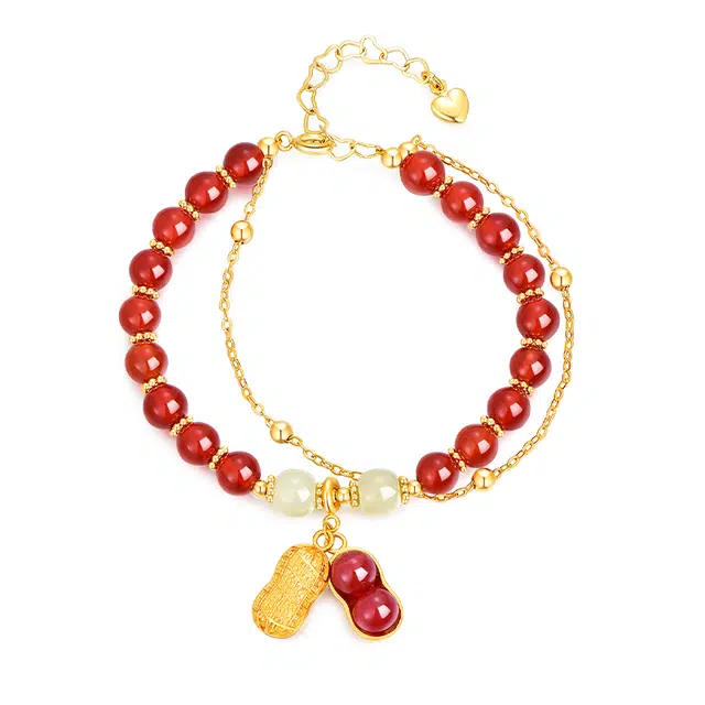 【好事花生】 金六福吉祥 新中式国复古潮流风高级精致百搭诸事顺利本命年转运#好运 玛瑙 玉石手串 男女同款情侣款