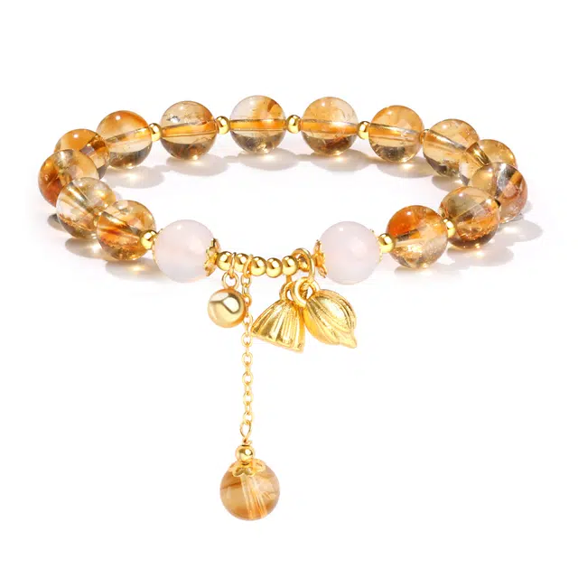 老凤祥 好运莲莲黄晶两世欢莲蓬流苏转运珠 新中式国潮招财气质百搭高级感好运 水晶 手串 女款