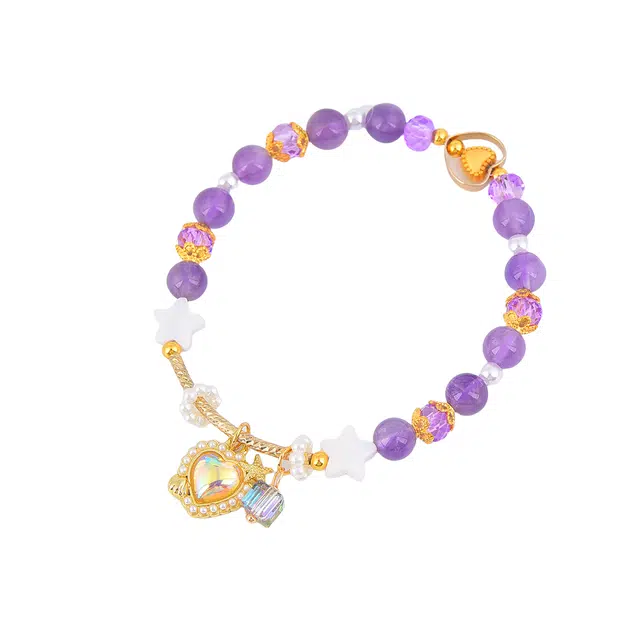石在行 招财进宝紫 爱心 国潮 复古大气设计感 好事连连盘玩 礼盒 小众新中式福瑞平安好运 水晶 手串 女款