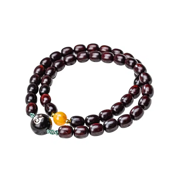 天纵 小叶招财转运双层叠戴新中式国潮风 福气满满时来运转币定发财有福好运文玩 紫檀属 木作手串 男女同款情侣款