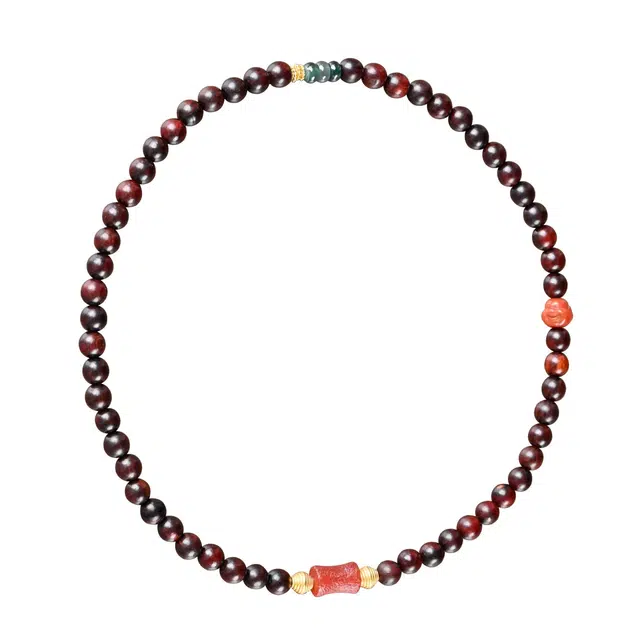 天纵 小叶福运满满弥勒平安转运珠   路路通国风文艺气质轻奢款好运双圈叠戴佛珠 紫檀属 手串 男女同款情侣款