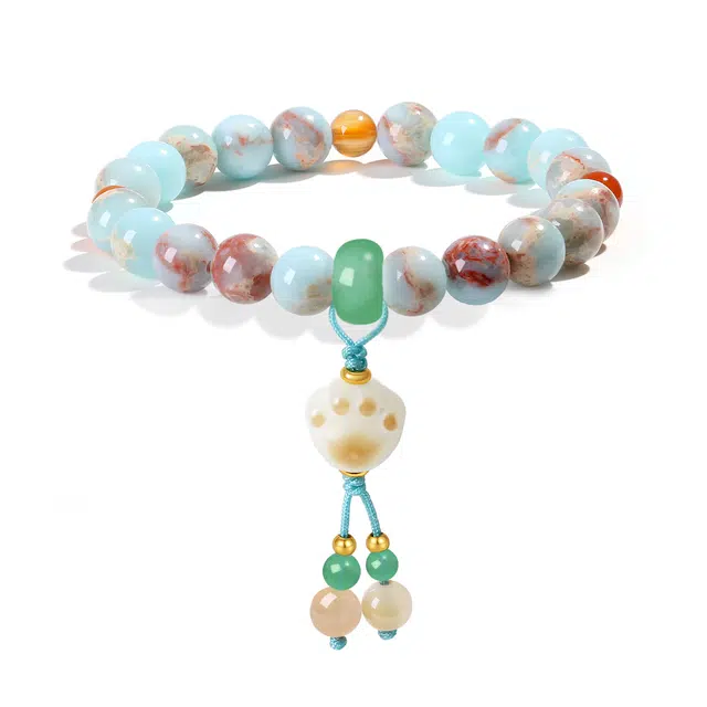 【普陀山官方已祝福】 普陀山文创 新中式招财纳福转运炭烧猫爪吊坠礼盒装 寿山石 手串 男女同款情侣款