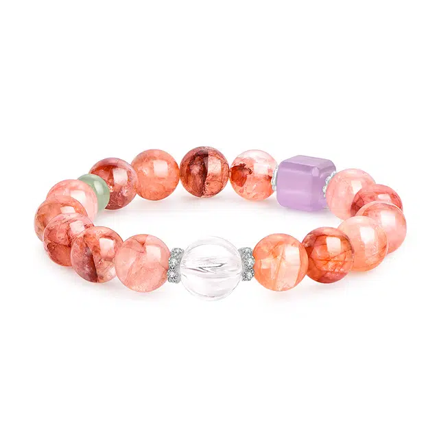 【福气满满】 金六福吉祥 红胶花白方糖 新中式国潮风复古高级感轻奢精致小众百搭日常一帆风顺#好运 水晶 手串 男女同款情侣款