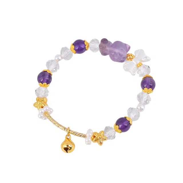 石在行 招财进宝小猫 国潮 复古大气设计感 好事连连盘玩 礼盒 小众新中式福瑞平安好运 水晶 手串 女款