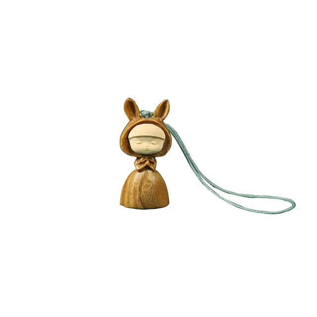 天纵 可爱设计祈愿兔娃娃 手机包包挂饰 汽车挂件车内吊饰出入平安 钥匙扣配饰 绿檀 把件 男女同款情侣款