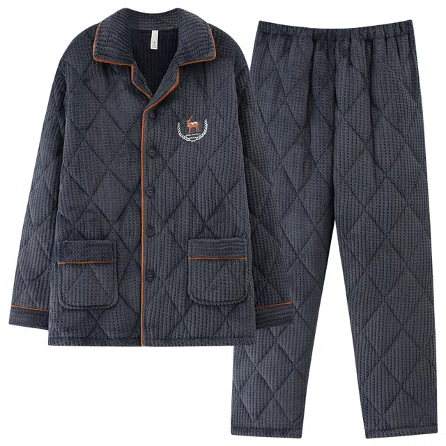 莫代尔 保暖亲肤舒适柔软储温蓄热细腻时尚韩版长袖长裤家居服可外穿睡衣套装 男女同款