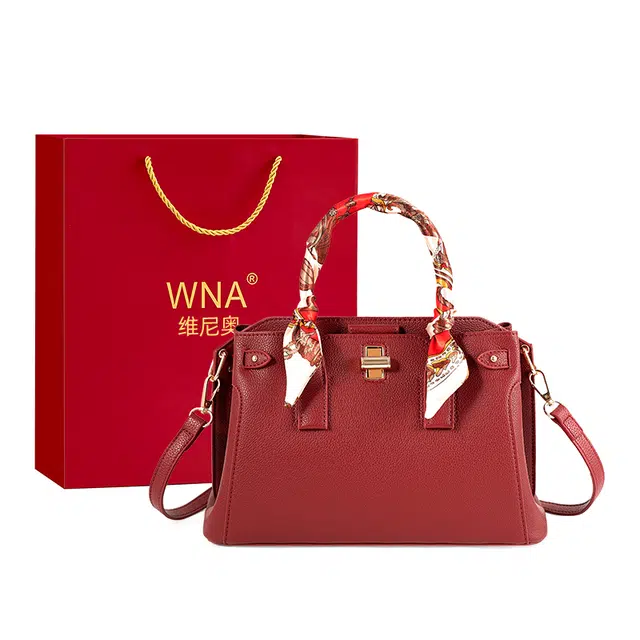 维尼奥 高级感时尚大气日常百搭 合成革 手提包 女款 红色