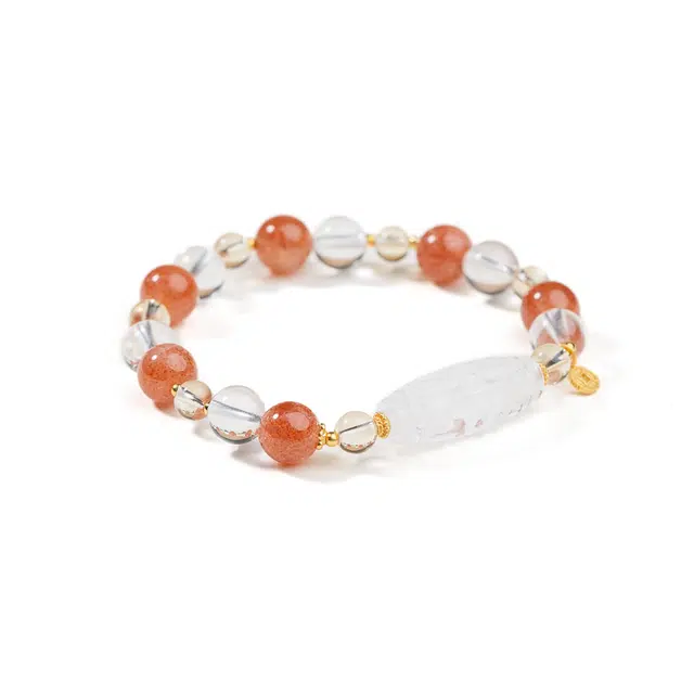 仙源 九眼小天珠 金太阳招财转运新中式文玩念珠轻奢设计 文玩单圈 平安福 礼盒 水晶 手串 男女同款情侣款