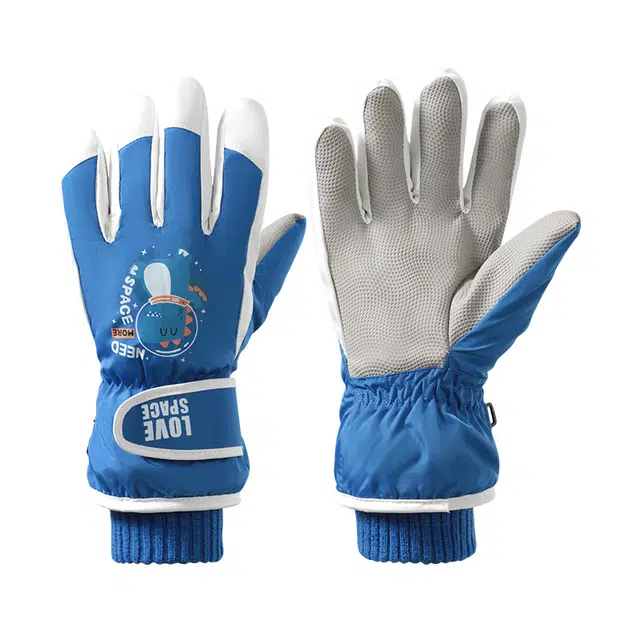 浪莎 冬季滑雪男童女童小学生骑行保暖加绒加厚东北防寒神器玩雪不湿手防泼水防滑 防丢卡扣 手套 儿童款