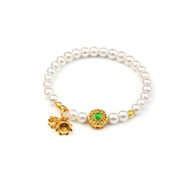 谧月珠宝 好运莲莲 新中式可爱甜美平安喜乐转运珠轻奢精致创意设计高级感久不掉色莲花百搭饰品好运 合金 手串 男女同款情侣款