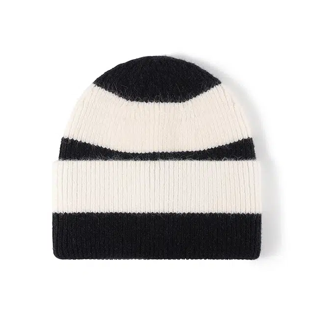 浪莎 秋冬时尚保暖女士冷毛加厚抗起球毛线帽子男士条纹针织帽 情侣款 腈纶 绒线帽 男女同款情侣款