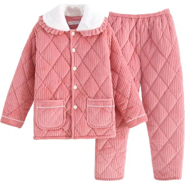 北极绒 三层加厚保暖舒适亲肤休闲睡衣套装 女款