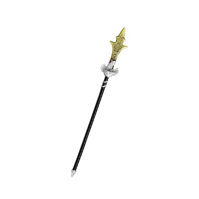 天子剑 杨戬三尖两刃戟 西游记道具兵器 金属镀银仿古合金刀剑 成品模型