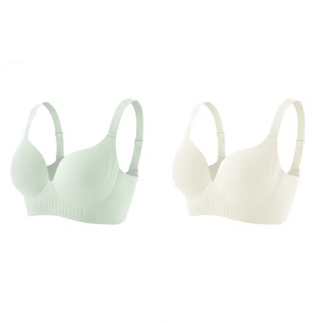 新世家族 简约纯色无痕性感收副乳聚拢无钢圈舒适透气文胸 女款 组合装