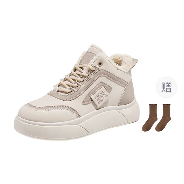 小鹿米利 休闲运动厚底加绒 包裹性保暖防滑耐磨 高帮 板鞋 女款