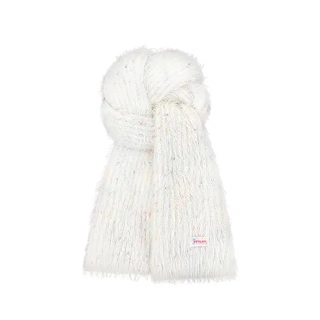 【礼盒可选】 浪莎 彩色糖豆小彩点毛绒绒针织围巾女生冬季加厚防寒保暖百搭软糯围脖礼盒装 绒线围巾 女款