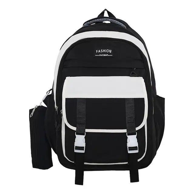 行途 韩版原宿风撞色百搭高颜值 尼龙 双肩包 男女同款情侣款 黑色/蓝色/酒红色/绿色/紫色