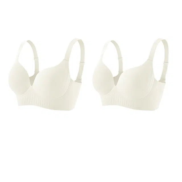新世家族 简约无痕薄款收副乳聚拢无钢圈舒适透气一片式文胸 女款 组合装
