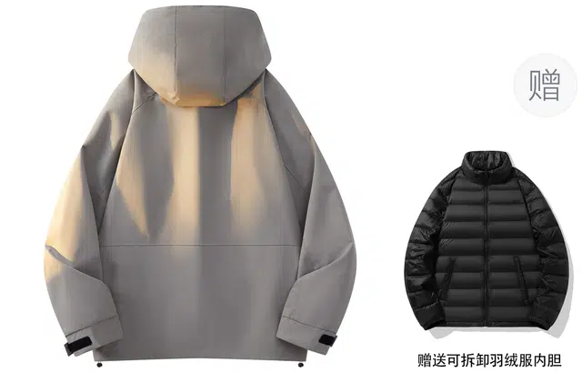 雅鹿  全天候三合一登山露营户外抓绒可拆卸内胆宽松舒适连帽  防水防风速干冲锋衣 男女同款 浅绿