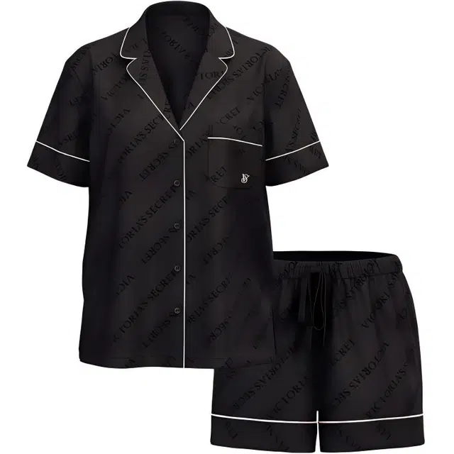 Victoria's Secret Satin Pajama Set Black