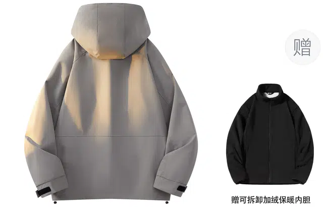 雅鹿  全天候三合一登山露营户外抓绒可拆卸内胆宽松舒适连帽  防水防风速干冲锋衣 男女同款 浅绿